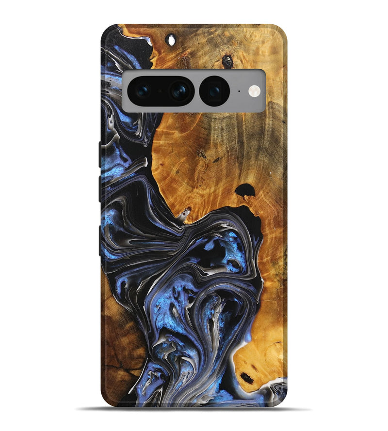 Pixel 7 Pro Wood+Resin Live Edge Phone Case - Aurora (Blue, 702767)