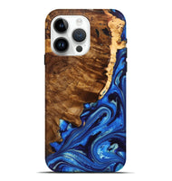 iPhone 15 Pro Max Wood+Resin Live Edge Phone Case - Lukas (Blue, 702769)