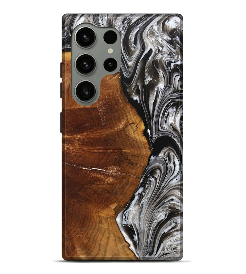 Galaxy S24 Ultra Wood+Resin Live Edge Phone Case - August (Black & White, 702777)