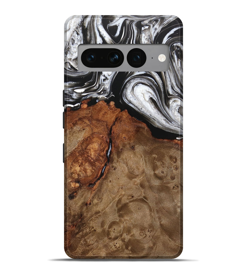 Pixel 7 Pro Wood+Resin Live Edge Phone Case - Henry (Black & White, 702778)