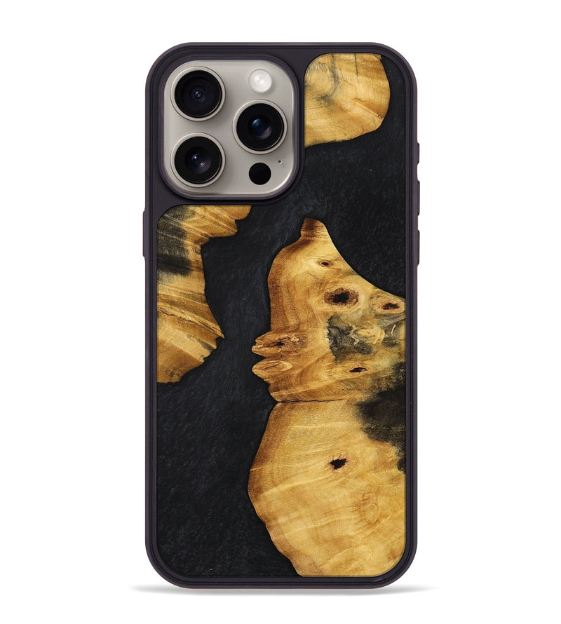 iPhone 15 Pro Max Wood+Resin Phone Case - Randy (Pure Black, 702842)