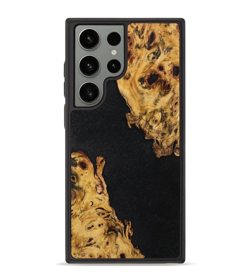 Galaxy S23 Ultra Wood+Resin Phone Case - Dahlia (Pure Black, 702855)