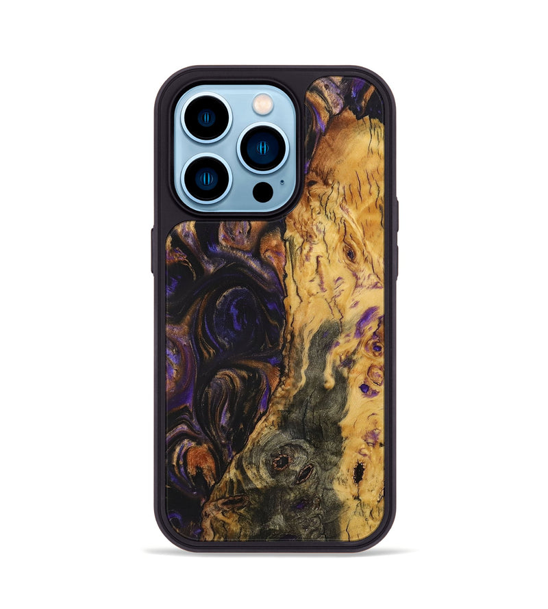 iPhone 14 Pro Wood+Resin Phone Case - Penelope (Purple, 702871)