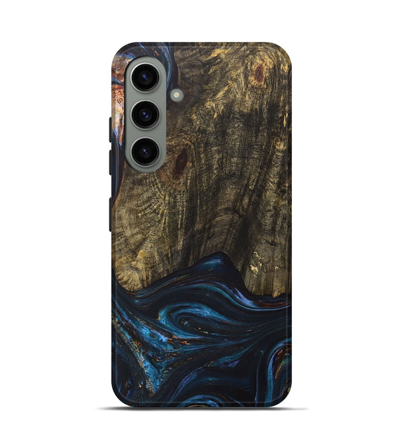 Galaxy S24 Wood+Resin Live Edge Phone Case - Asher (Teal & Gold, 702920)