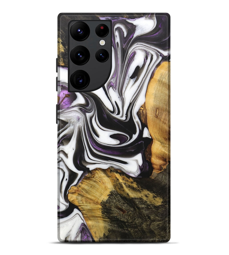 Galaxy S22 Ultra Wood+Resin Live Edge Phone Case - Dwayne (Black & White, 702931)