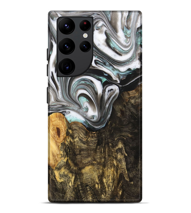 Galaxy S22 Ultra Wood+Resin Live Edge Phone Case - Rudy (Black & White, 702932)