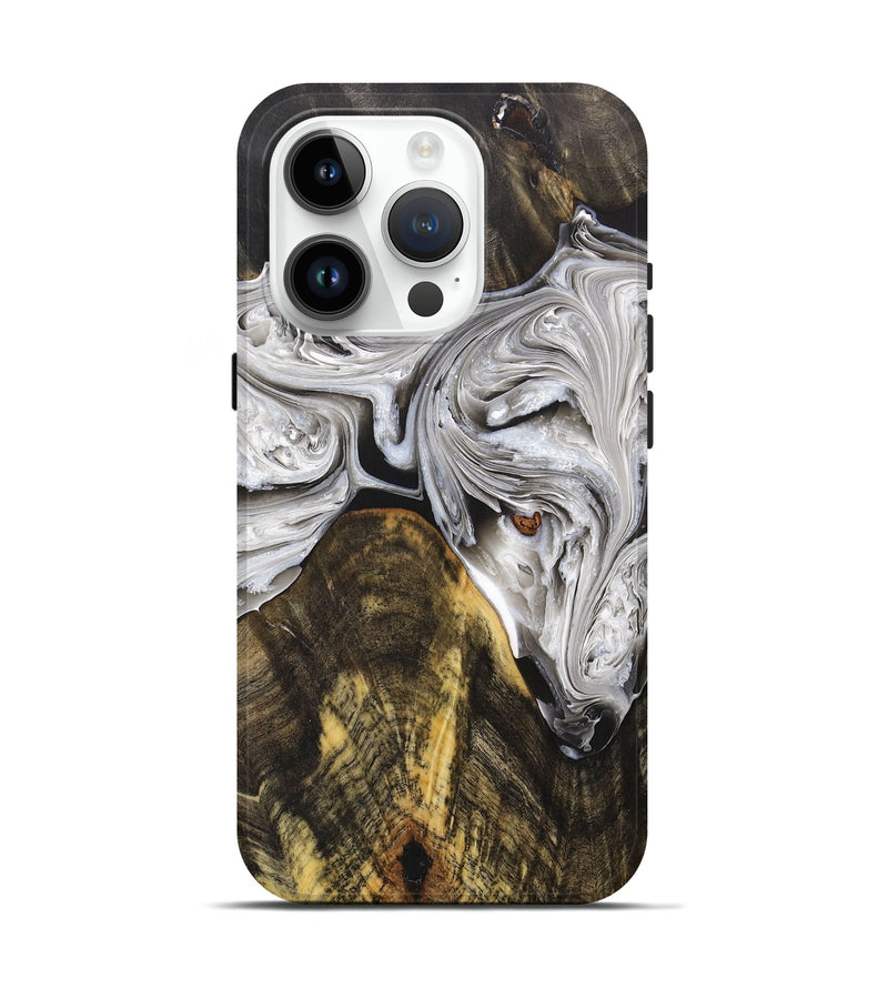 iPhone 15 Pro Wood+Resin Live Edge Phone Case - Cole (Black & White, 702938)