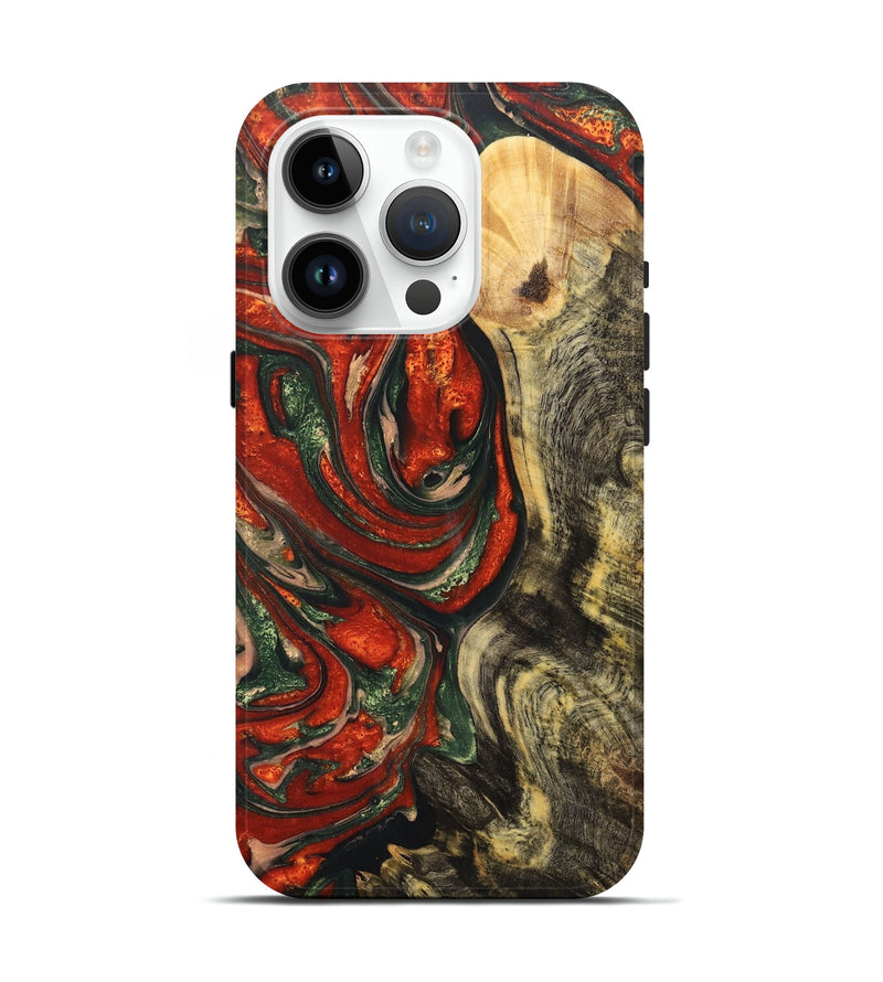 iPhone 15 Pro Wood+Resin Live Edge Phone Case - Alexander (Green, 702942)