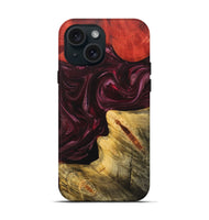 iPhone 15 Wood+Resin Live Edge Phone Case - Kali (Red, 702948)