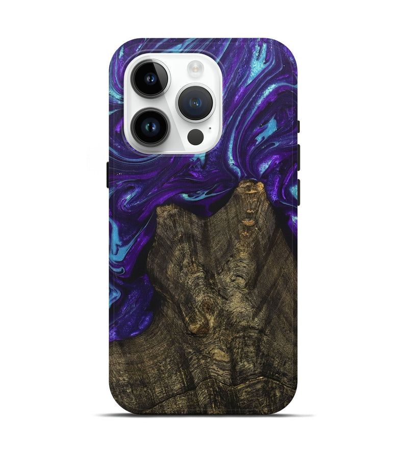 iPhone 15 Pro Wood+Resin Live Edge Phone Case - Pat (Purple, 702951)