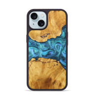 iPhone 15 Wood+Resin Phone Case - Isabel (Blue, 703155)