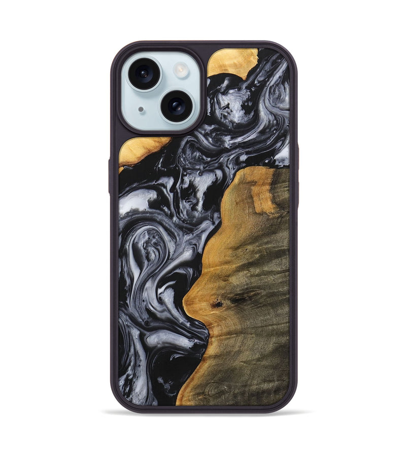 iPhone 15 Wood+Resin Phone Case - Kehlani (Black & White, 703174)