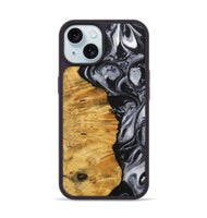 iPhone 15 Wood+Resin Phone Case - Trenton (Black & White, 703177)