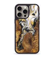 iPhone 15 Pro Max Wood+Resin Phone Case - Fatima (Black & White, 703179)