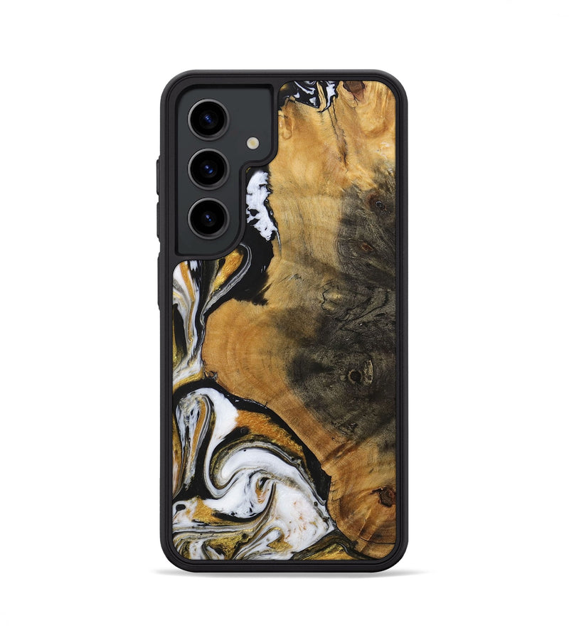 Galaxy S24 Wood+Resin Phone Case - Ervin (Black & White, 703181)