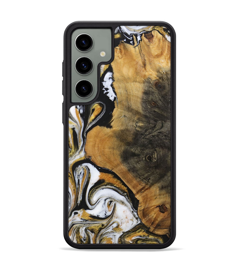 Galaxy S24 Plus Wood+Resin Phone Case - Ervin (Black & White, 703181)