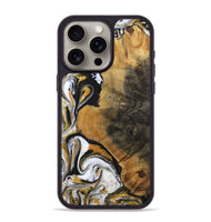 iPhone 15 Pro Max Wood+Resin Phone Case - Ervin (Black & White, 703181)