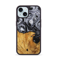 iPhone 15 Wood+Resin Phone Case - Sydney (Black & White, 703183)