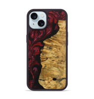 iPhone 15 Wood+Resin Phone Case - Tamika (Red, 703203)