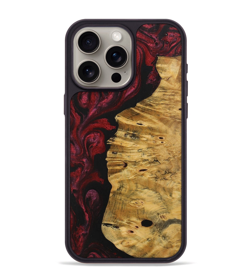 iPhone 15 Pro Max Wood+Resin Phone Case - Tamika (Red, 703203)