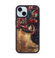 iPhone 15 Wood+Resin Phone Case - Kris (Red, 703207)