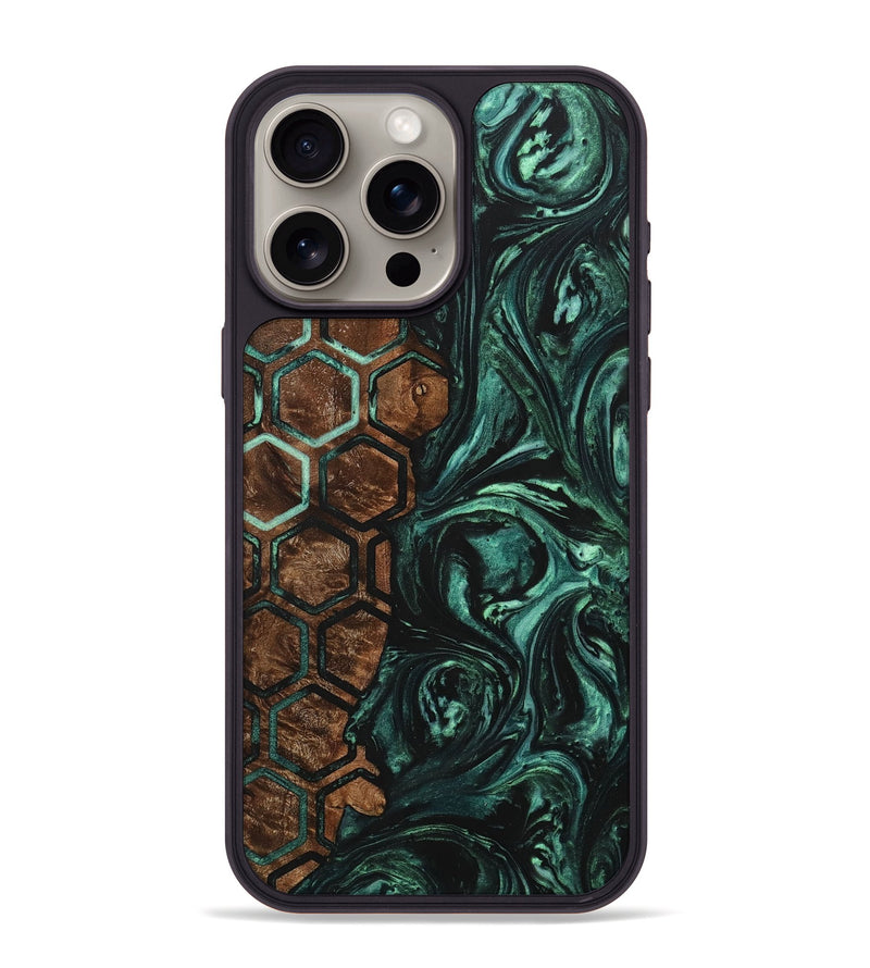 iPhone 15 Pro Max Wood+Resin Phone Case - Doris (Pattern, 703320)