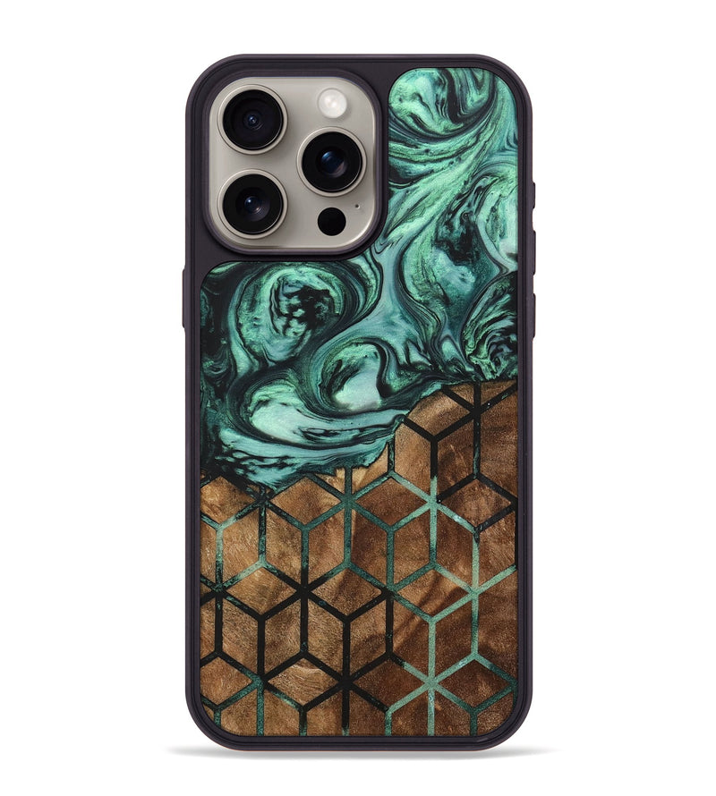 iPhone 15 Pro Max Wood+Resin Phone Case - Hazel (Pattern, 703333)