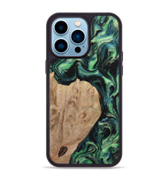 iPhone 14 Pro Max Wood+Resin Phone Case - Samuel (Green, 703350)