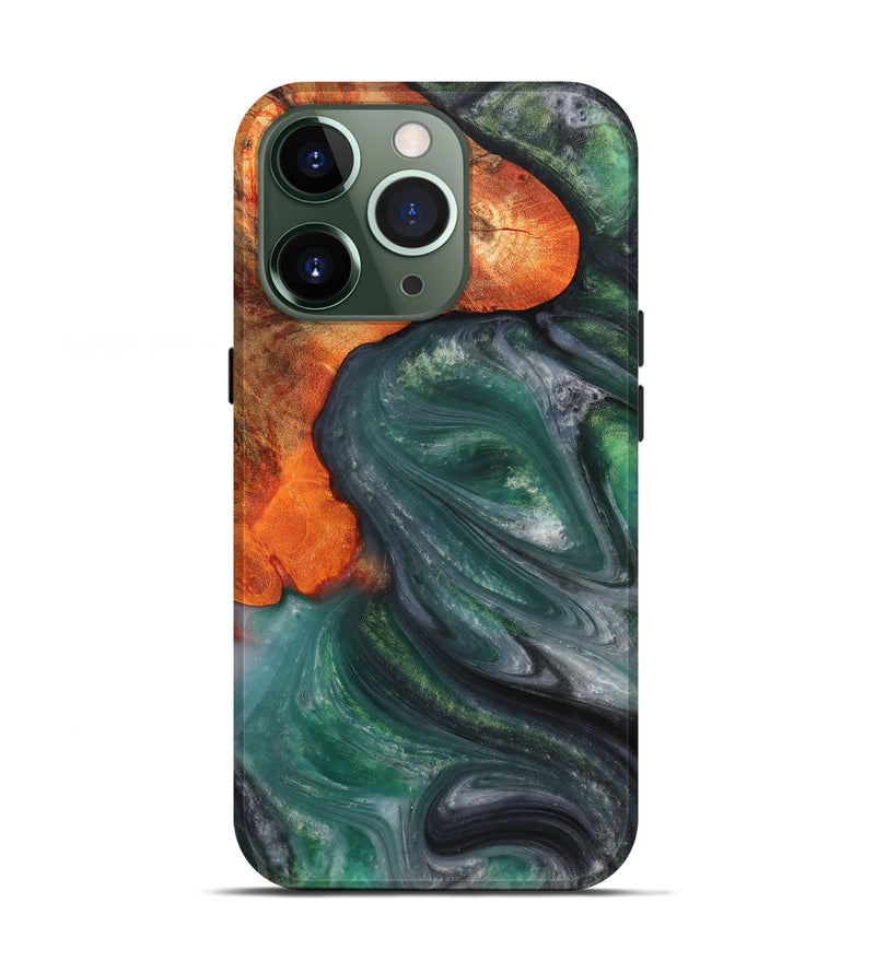iPhone 13 Pro Wood+Resin Live Edge Phone Case - Jeremiah (Green, 703373)