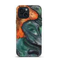 iPhone 15 Wood+Resin Live Edge Phone Case - Jeremiah (Green, 703373)
