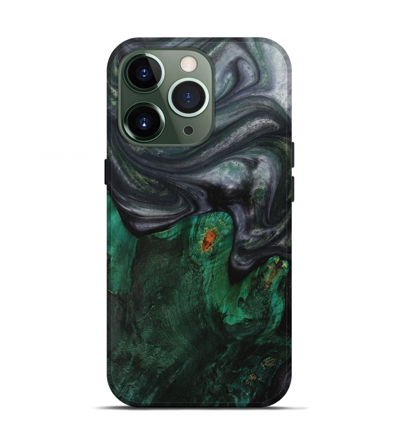 iPhone 13 Pro Wood+Resin Live Edge Phone Case - Julio (Green, 703374)