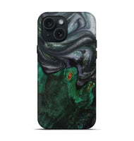 iPhone 15 Wood+Resin Live Edge Phone Case - Julio (Green, 703374)