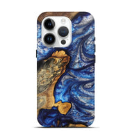 iPhone 15 Pro Wood+Resin Live Edge Phone Case - Jeri (Blue, 703379)