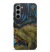 Galaxy S23 Plus Wood+Resin Live Edge Phone Case - Merle (Teal & Gold, 703575)