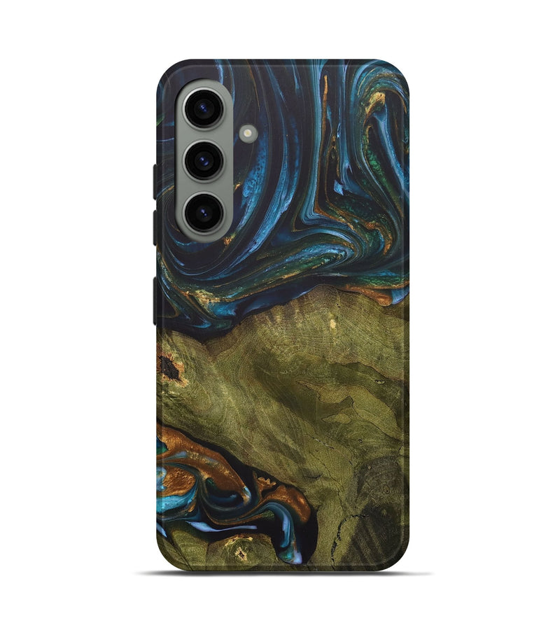 Galaxy S24 Wood+Resin Live Edge Phone Case - Merle (Teal & Gold, 703575)