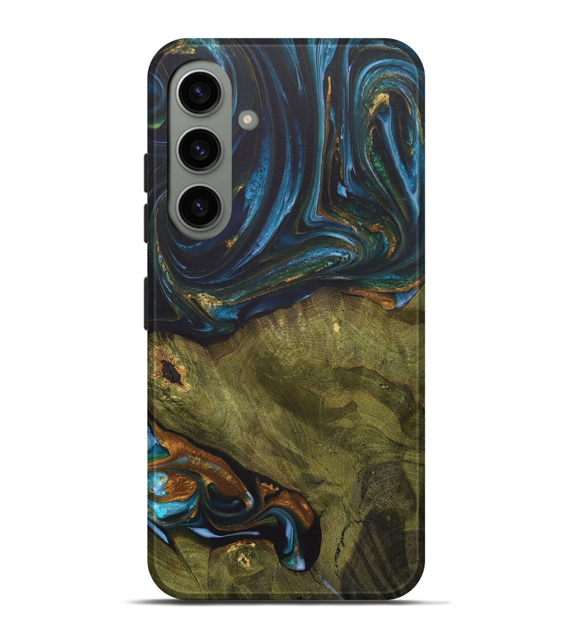 Galaxy S24 Plus Wood+Resin Live Edge Phone Case - Merle (Teal & Gold, 703575)