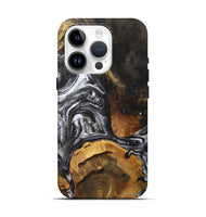 iPhone 15 Pro Wood+Resin Live Edge Phone Case - Ron (Black & White, 703576)