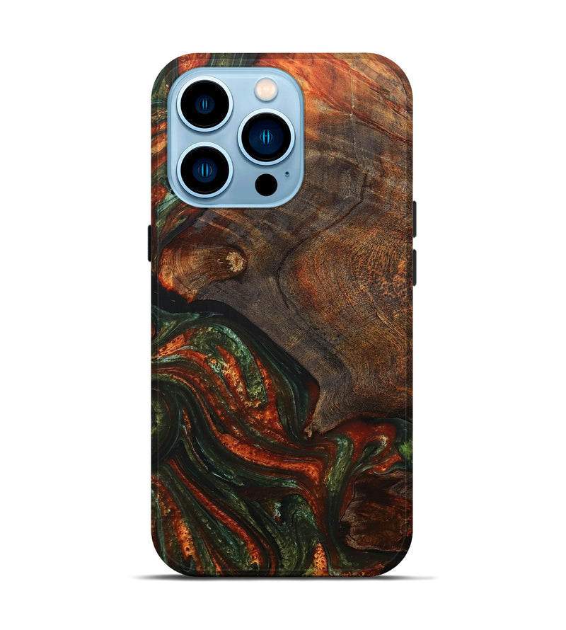 iPhone 14 Pro Wood+Resin Live Edge Phone Case - Jerry (Green, 703577)