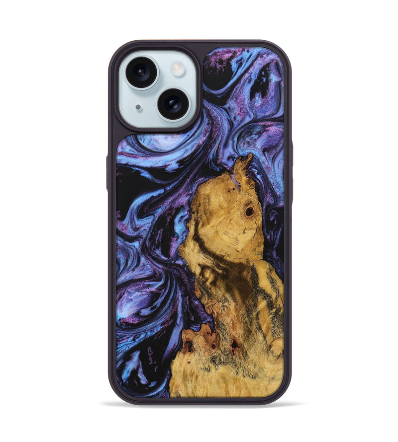 iPhone 15 Wood+Resin Phone Case - Lucy (Purple, 703604)