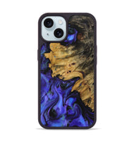 iPhone 15 Wood+Resin Phone Case - Lillian (Purple, 703609)