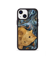 iPhone 13 mini Wood+Resin Phone Case - Maude (Teal & Gold, 703639)