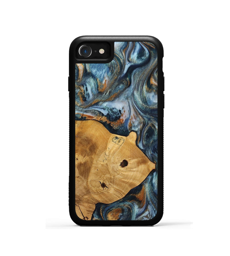 iPhone SE Wood+Resin Phone Case - Maude (Teal & Gold, 703639)