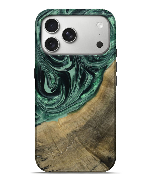 iPhone 17 Pro Max Wood Live Edge Phone Case - Karli (Green, 790615)