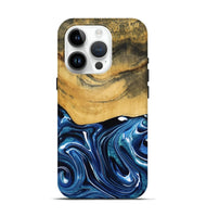 iPhone 15 Pro Wood Live Edge Phone Case - Charlie (Blue, 790812)