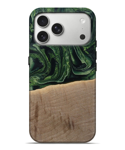 iPhone 17 Pro Max Wood Live Edge Phone Case - Malakai (Green, 791202)
