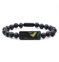 Lava Bead Wood Bracelet - Paislee (Teal & Gold, 796240)