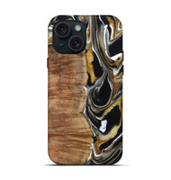 iPhone 15 Wood Live Edge Phone Case - Morris (Black & White, 796383)