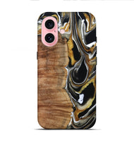 iPhone 16 Wood Live Edge Phone Case - Morris (Black & White, 796383)