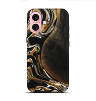 iPhone 16 Wood Live Edge Phone Case - Dangelo (Black & White, 796384)