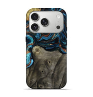 iPhone 17 Pro Wood Live Edge Phone Case - Enrique (Teal & Gold, 799228)